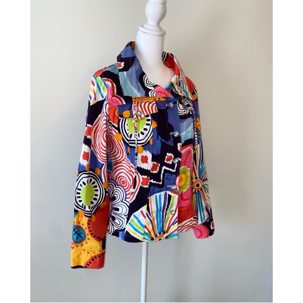 Vintage Abstract Colorful Fun Button-up Jacket. Size Large - Picture 2 of 5